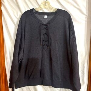 NWT  men's Old Navy XXL large lace up charcoal, gray sweatshirt.
